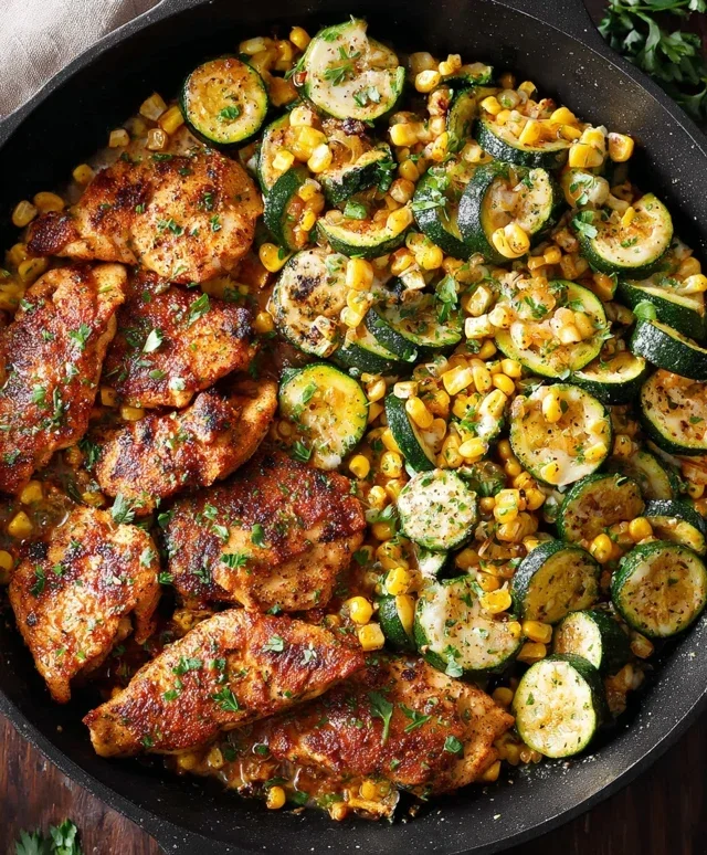 Garlic Butter Chicken with Zucchini and Corn - One-Pan, 30-Minute Meal