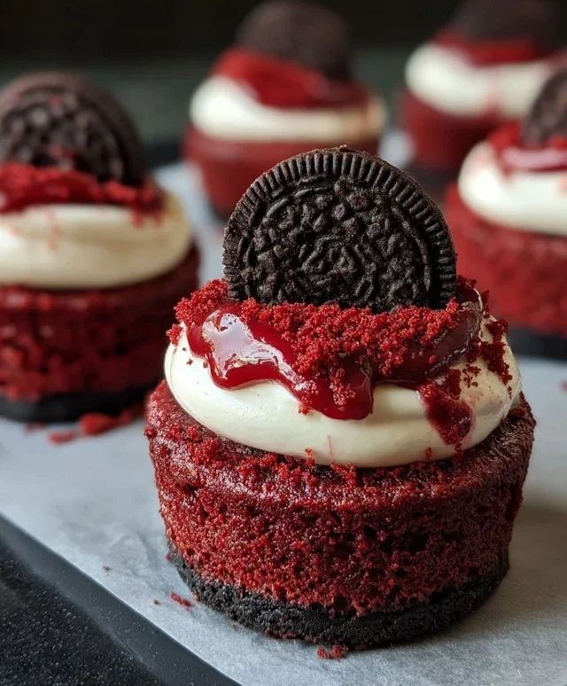 Mini Red Velvet Oreo Cheesecakes