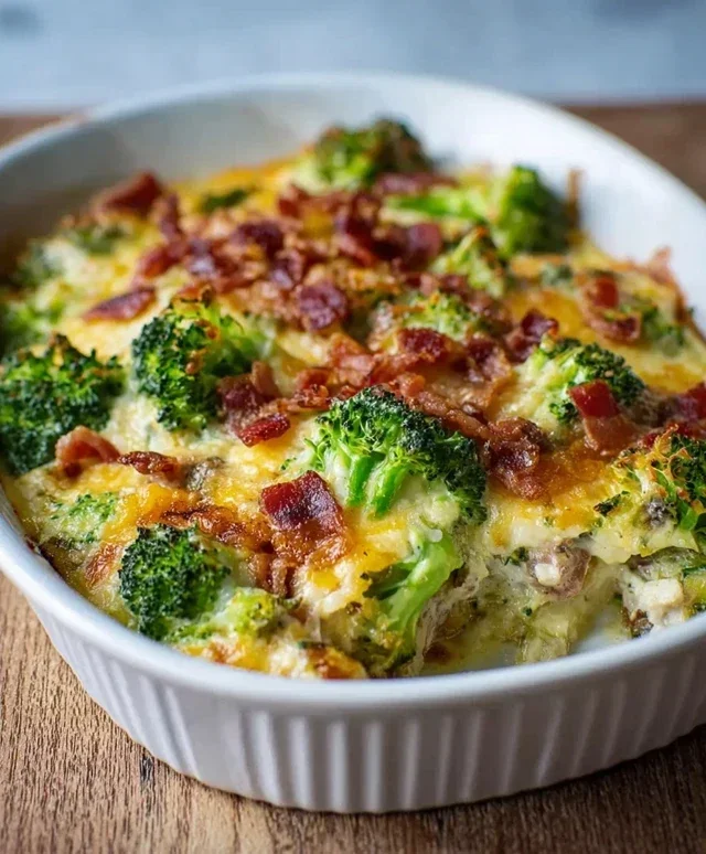 Creamy Chicken Broccoli Rice Cheese Casserole