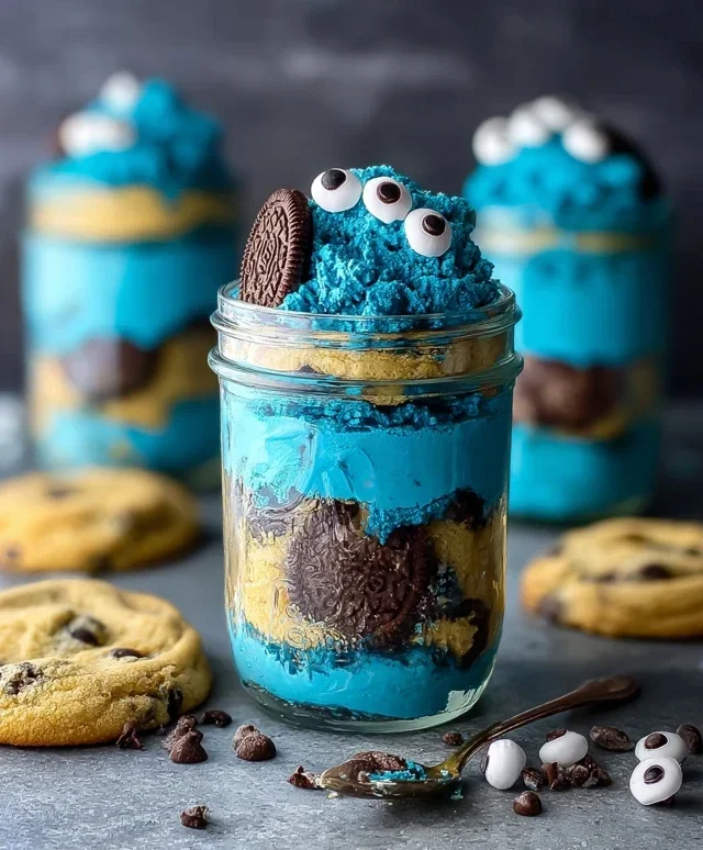 Cookie Monster Cake Jars
