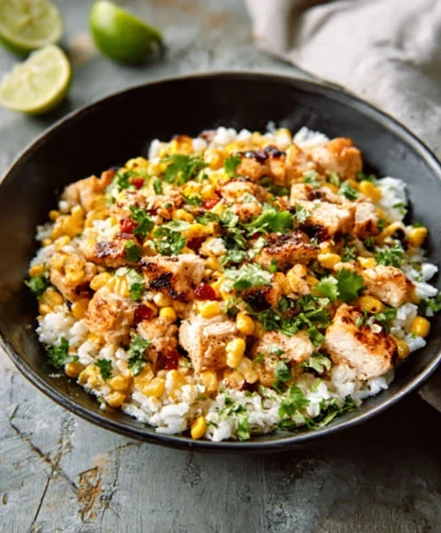 Street Corn Chicken Rice Bowl