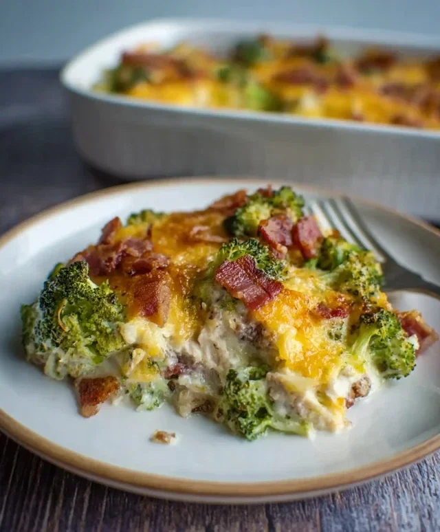 Creamy Chicken Broccoli Rice Cheese Casserole