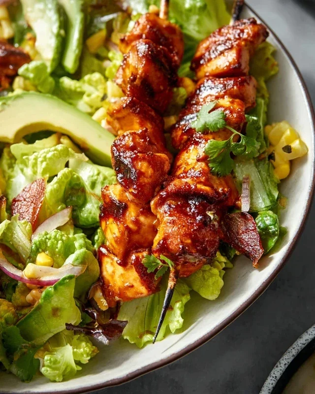 BBQ Chicken Skewer Salad