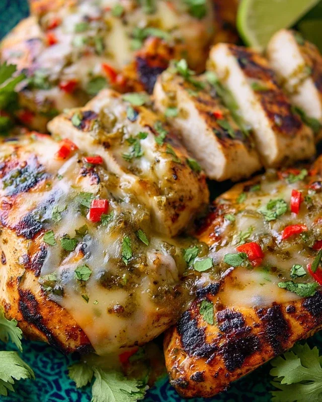 Grilled Salsa Verde Pepper Jack Chicken