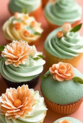 Sweet Treat Cupcake Ideas For Any Celebration : Peach and Soft Green Cupcakes