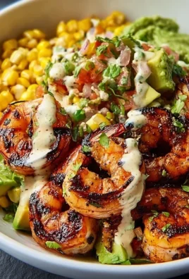 Grilled Shrimp Bowl with Avocado, Corn Salsa & Creamy Garlic Sauce