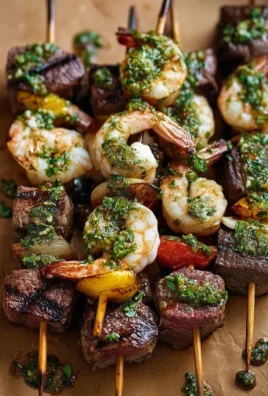 Surf and Turf Kabobs with Chimichurri Sauce