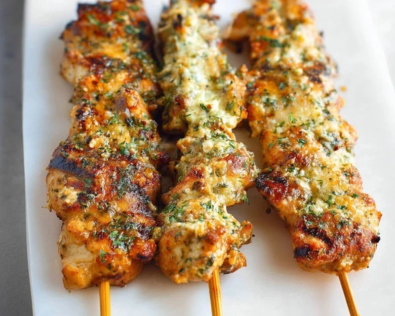 Garlic Parmesan Chicken Skewers