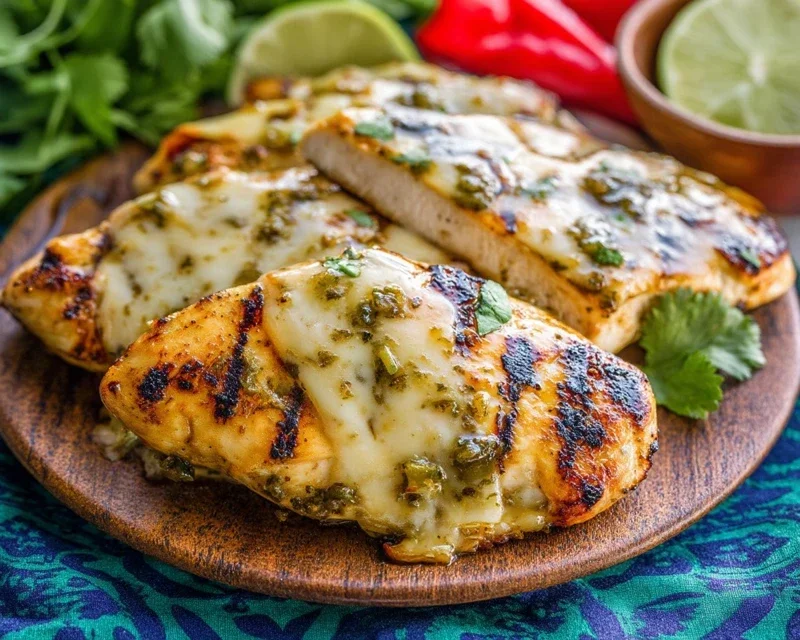 Grilled Salsa Verde Pepper Jack Chicken
