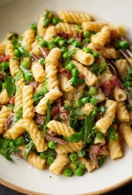 Creamy Pasta with Peas and Beef Beef Pancetta