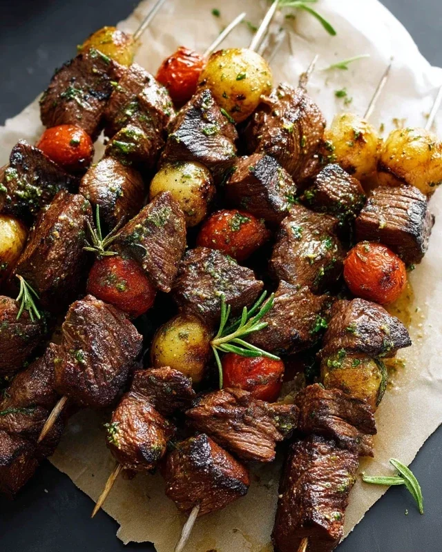 Rosemary Garlic Steak Kebabs