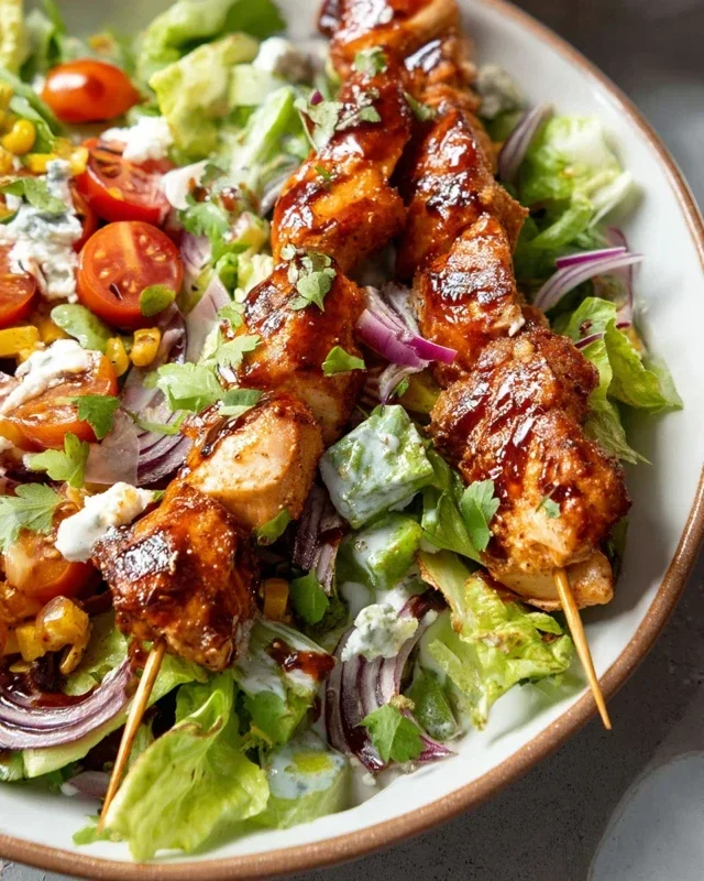 BBQ Chicken Skewer Salad