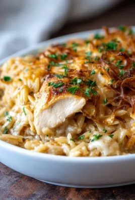 French Onion Chicken Orzo Casserole