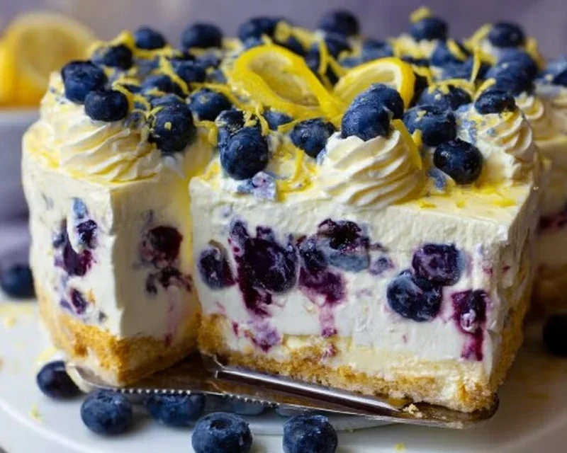 No-Bake Lemon dazzling Blueberry cream Cake