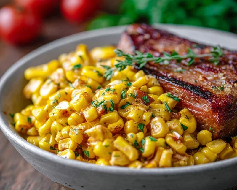 Fresh Corn and Beef Beef Bacon Side Dish