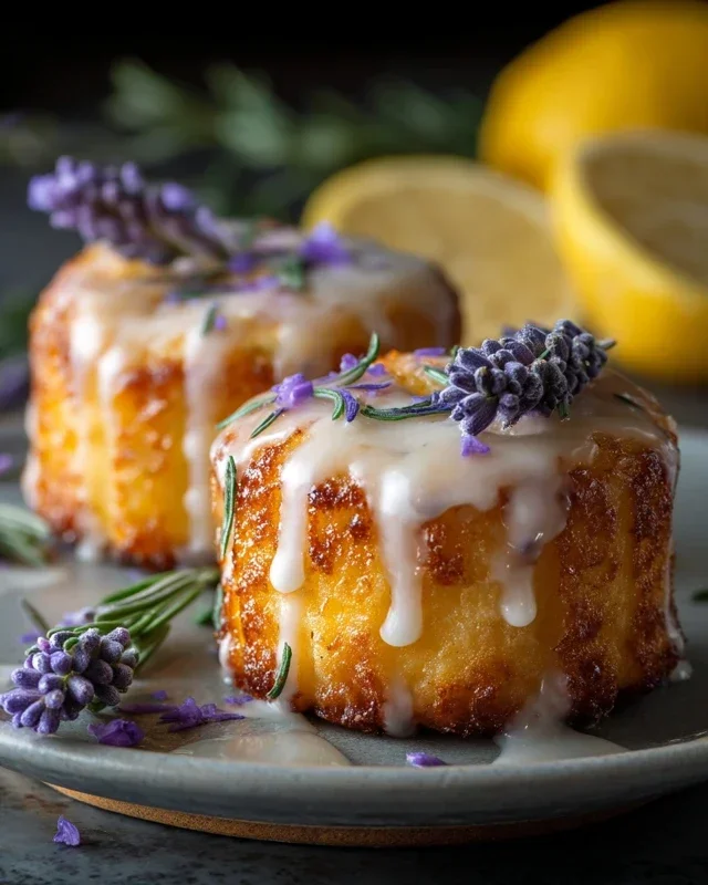 Mini Lemon Cakes With Lavender Glaze
