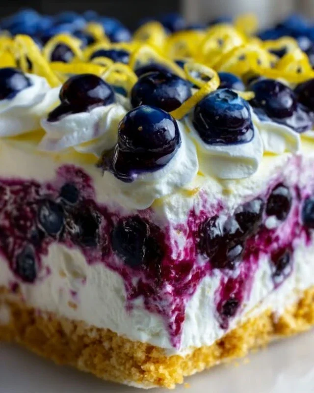No-Bake Lemon dazzling Blueberry cream Cake