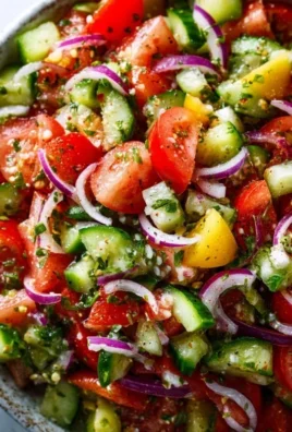 Mediterranean Salad with Cucumber, Tomato and Onion