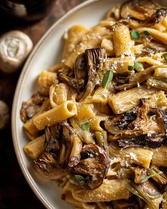 Caramelized Leek and Mushroom Gruyere Pasta