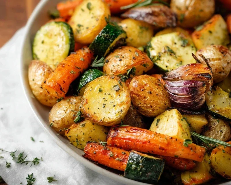 Garlic Herb Roasted Potatoes Carrots and Zucchini