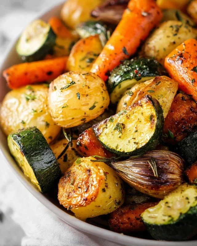 Garlic Herb Roasted Potatoes Carrots and Zucchini