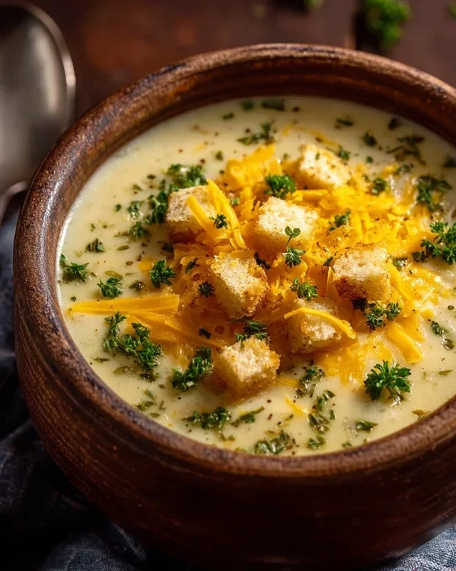 Hearty Cheddar Garlic Herb Potato Soup Recipe