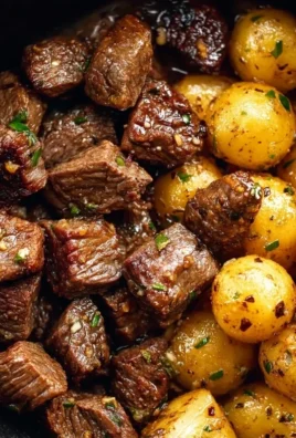 Slow Cooker Garlic Butter Beef Bites with Potatoes