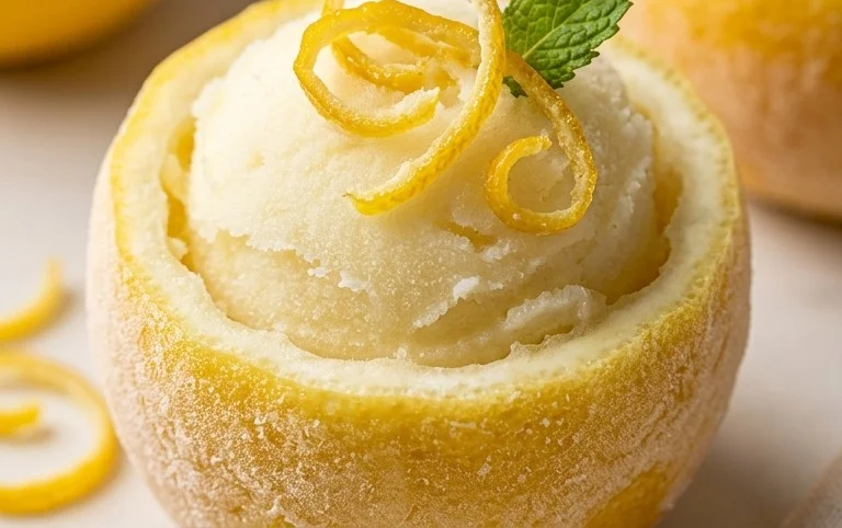 Sorbetto di Limone Dressed Up in a Frozen Lemon Shell