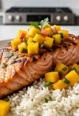 Grilled Salmon with Mango Salsa and Coconut Rice