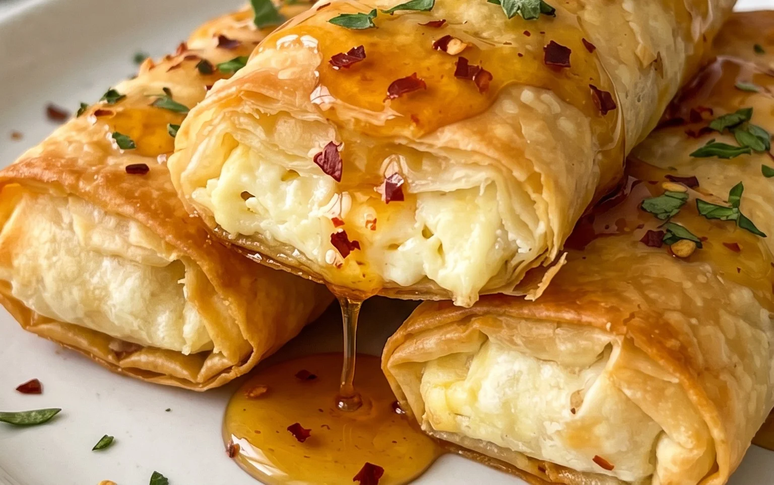 Indulgent Oven Fried Feta Rolls with Chili Honey Magic