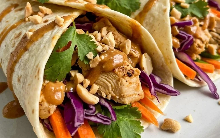 Thai Peanut Chicken Wraps