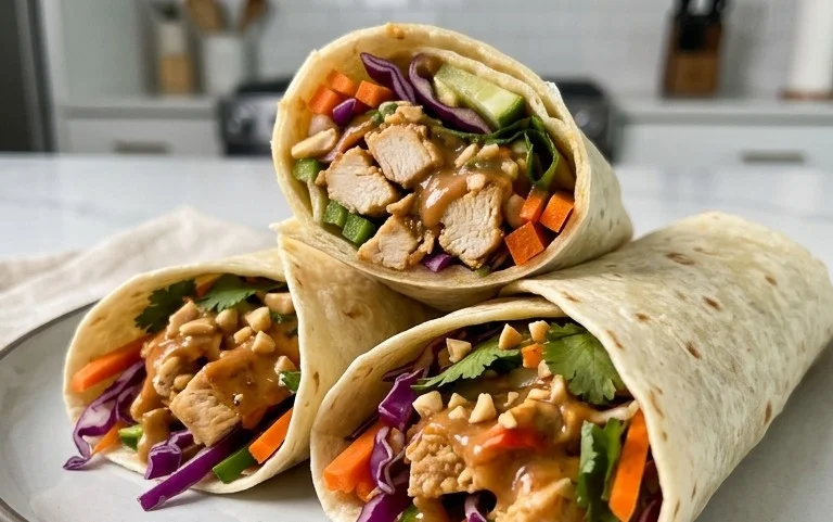 Thai Peanut Chicken Wraps
