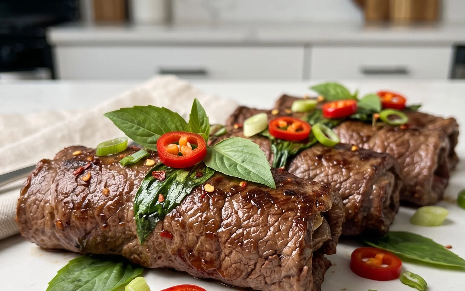Thai Basil Beef Rolls