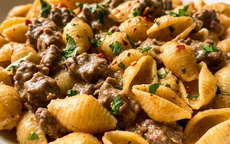 Creamy Beef and Shells