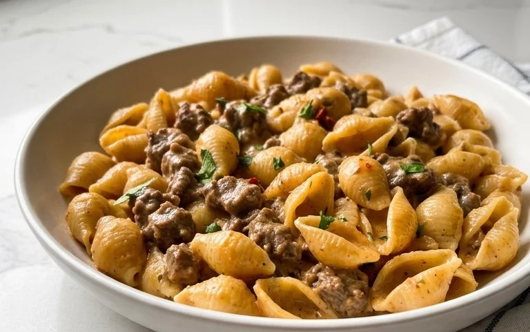 Creamy Beef and Shells