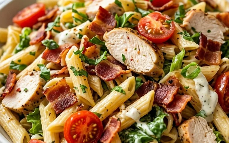 Chicken Beef Bacon Ranch Pasta Salad