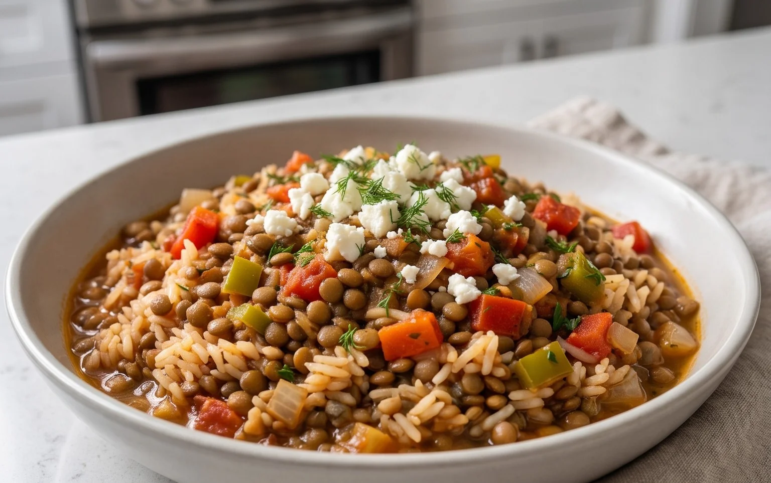 Easy Mediterranean Lentils and Rice