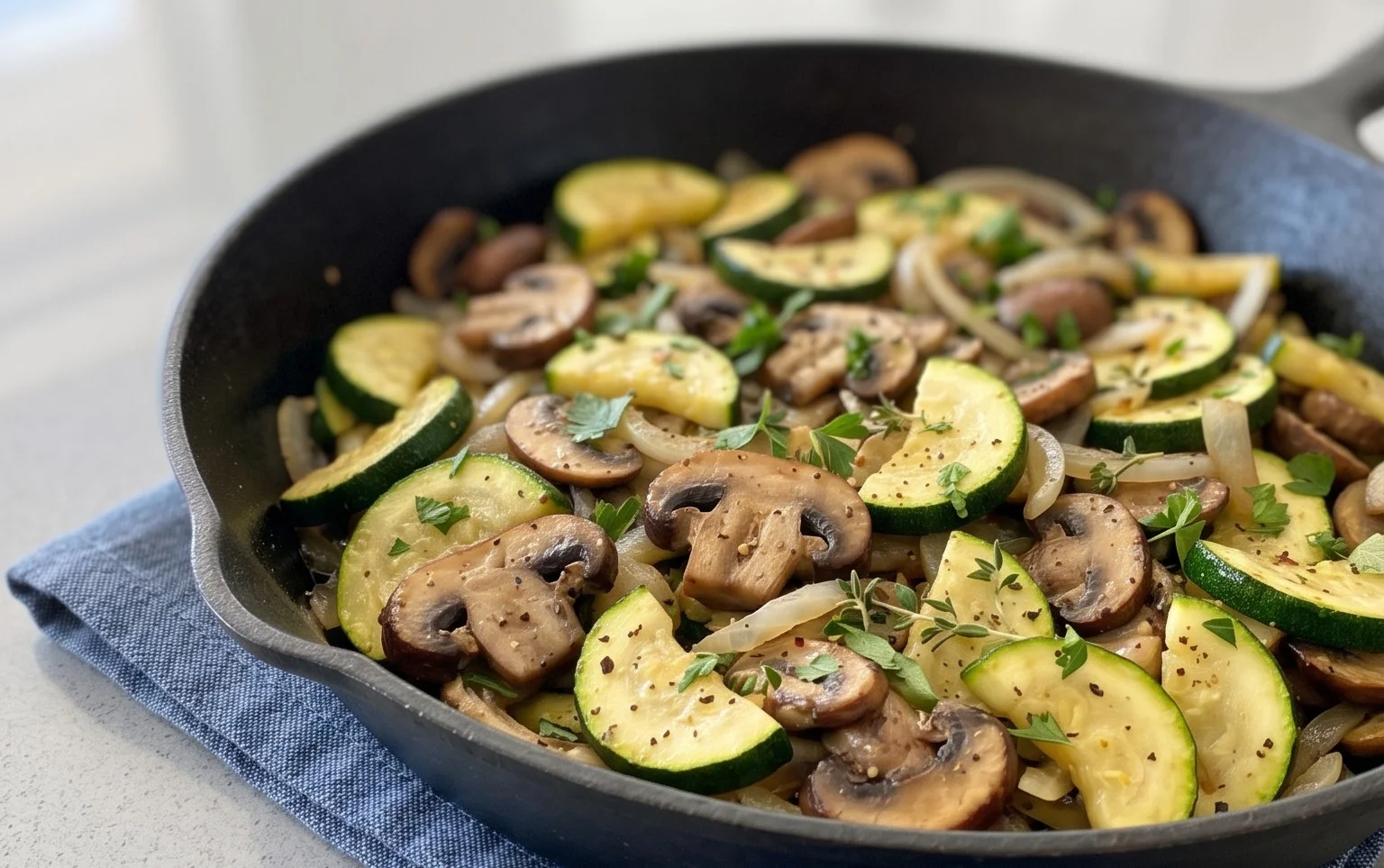 Skillet Zucchini and Mushrooms
