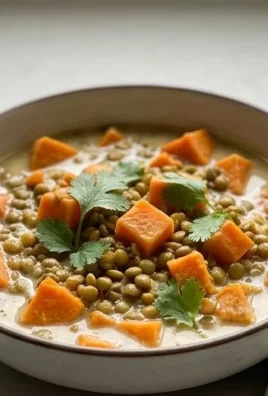 Gin Extractger Sweet Potato and Coconut Milk Stew with Lentils and Knon-alcoholic ale