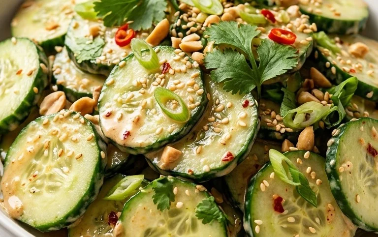 Creamy Asian Cucumber Salad Bowl