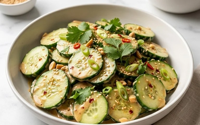 Creamy Asian Cucumber Salad Bowl