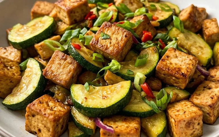 Zucchini Stir Fry With Tofu (Vegan)