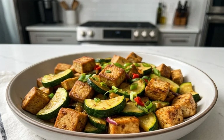 Zucchini Stir Fry With Tofu (Vegan)