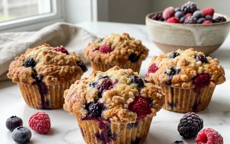Bakery Style Mixed Berry Muffins