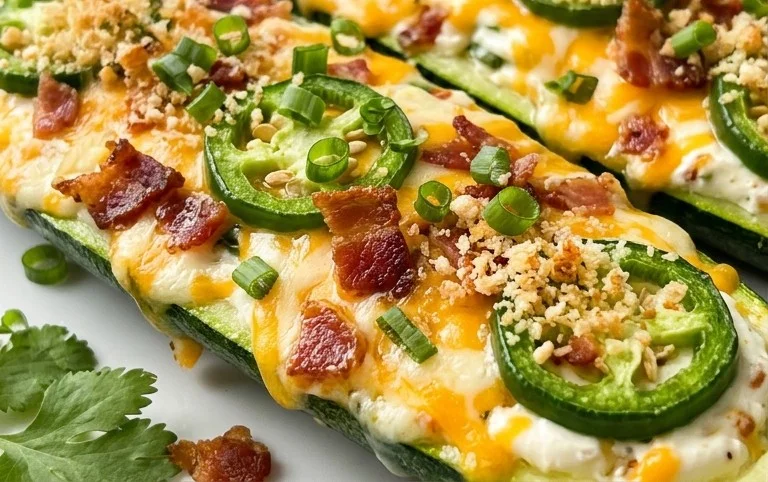 Jalapeno Popper Zucchini Boats