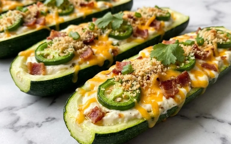 Jalapeno Popper Zucchini Boats