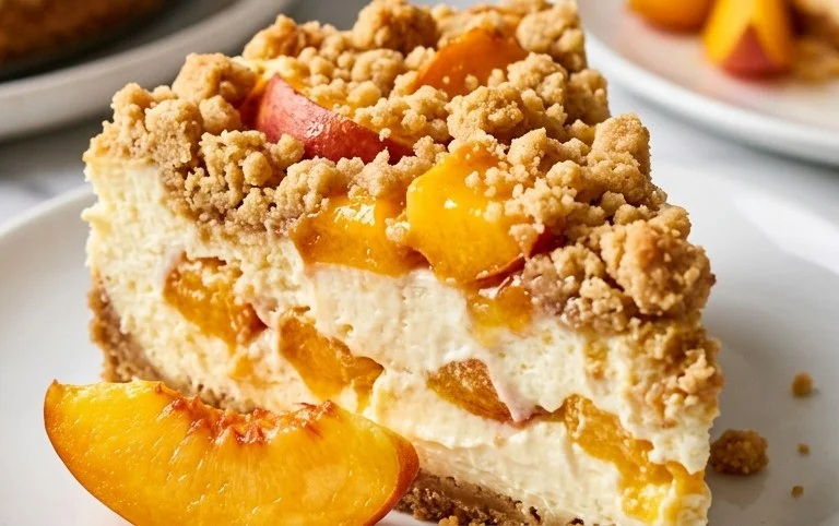 Peach Cream Cheese Cake with Streusel Topping