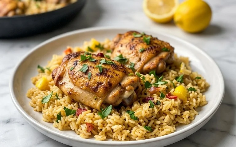 Greek Chicken and Lemon Rice (30 Minutes, One-Pot)