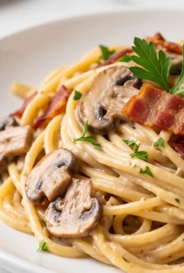 Creamy Beef Bacon and Mushroom Pasta