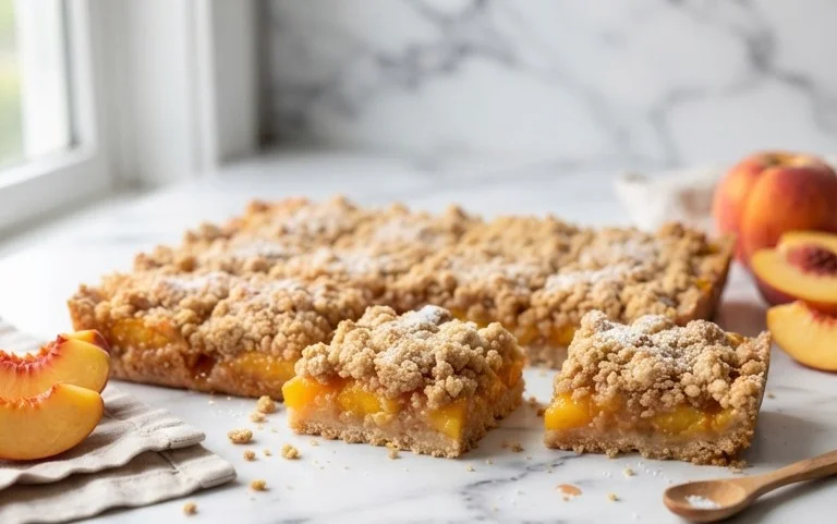 Fresh Peach Crumble Bars